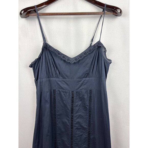 Women’s Vintage To The Max Size 8 Dark Grey Tank Sundress with Stitched Flower D - Picture 2 of 5